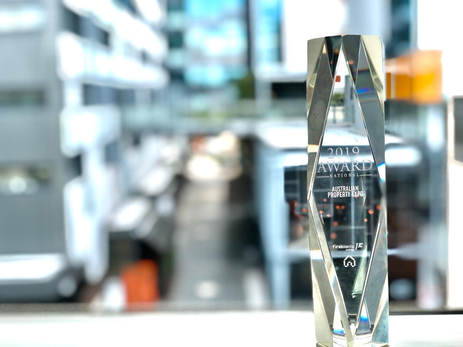 Australian Property Expo 2019 Award, Awarded to Andrew Thomson, General Manager.